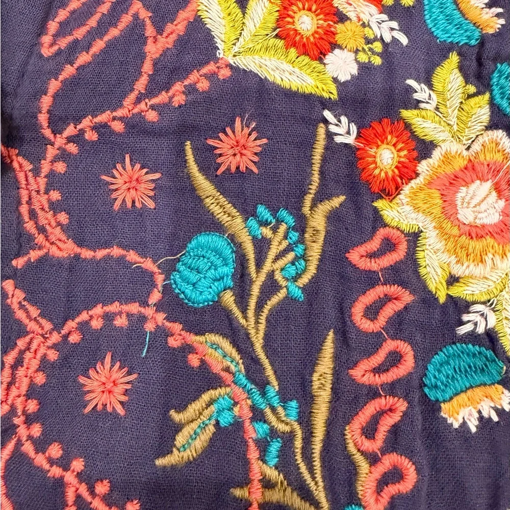 All About Her Embroidered Mosaic Button-Up Shirt 100% Cotton (XL) Hippie Gypsy - Picture 15 of 17